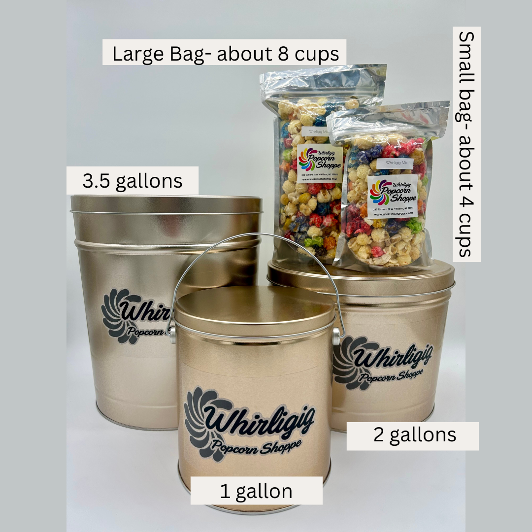 Whirligig Popcorn size options